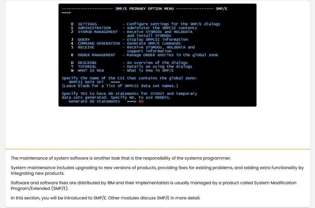 Working with System Data Sets SMP/E: Working with System Data Sets - System Software Maintenance screenshot